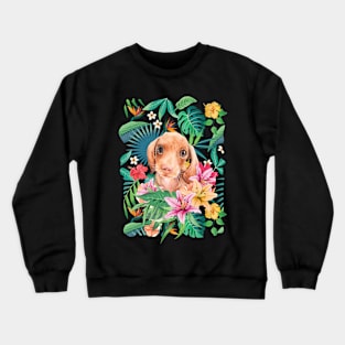 Tropical Red Dachshund Doxie Puppy Crewneck Sweatshirt